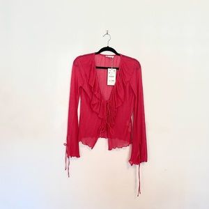 NWT Zara Sheer Ruffled Top